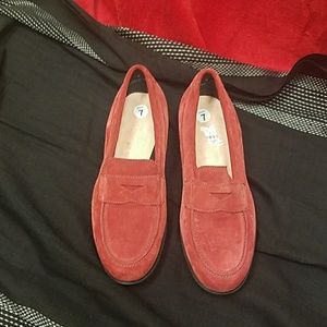 Munro red wedge loafers.